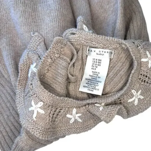 Max Studio Knit Dress with Flower Embroidery - Size 6-9 Months - Picture 4 of 5